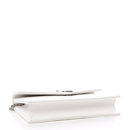 Saint Laurent Grain De Poudre Matelasse Chevron Monogram Envelope Chain Wallet Optical White 4 of 11