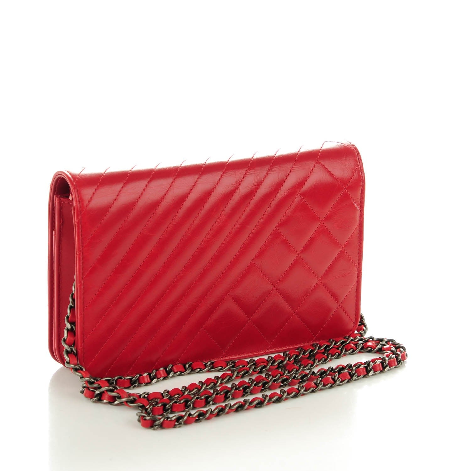 Chanel Lambskin Quilted Coco Boy Wallet On Chain WOC Red 3 of 8