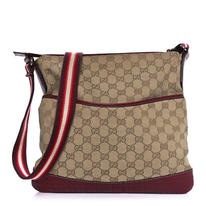 Gucci Monogram Calfskin Perforated Medium Flat Messenger Bag Red 1 of 12