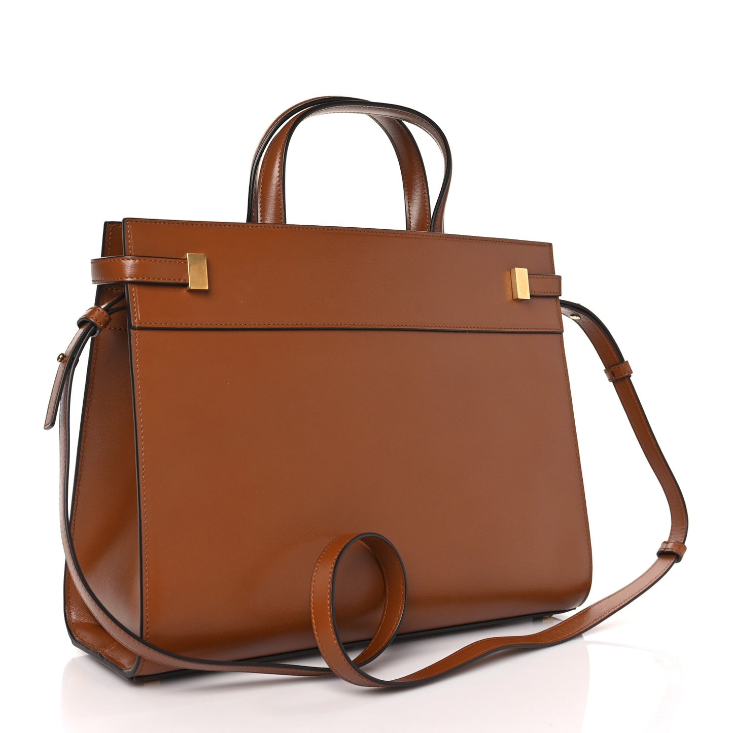 Calfskin Small Manhattan Shopper Tote Brick Ebony Dark
