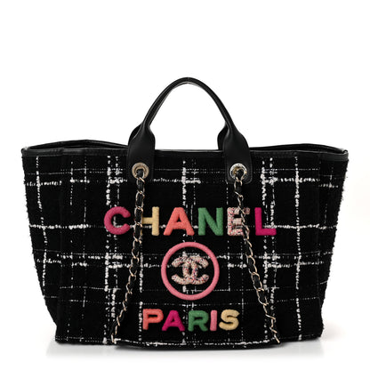 Chanel Tweed Medium Deauville Tote Black White Multicolor 1 of 10