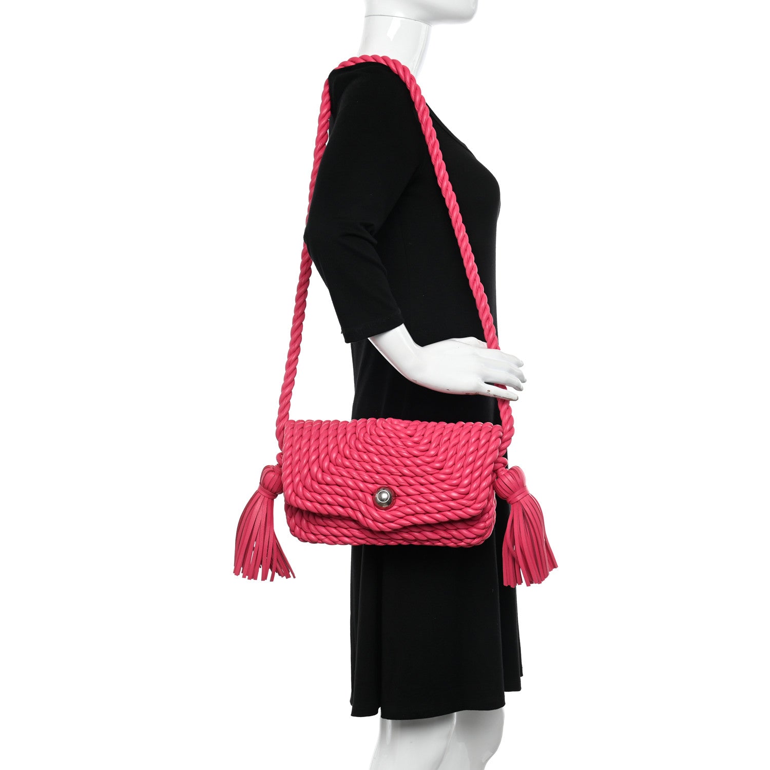 Bottega Veneta Lambskin Torchon Tasseled Twisted Shoulder Bag Lollipop 2 of 9