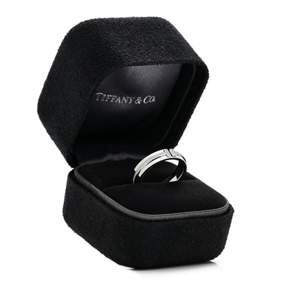 Tiffany 18K White Gold Diamond Narrow T Two Ring 52 6 5 of 5