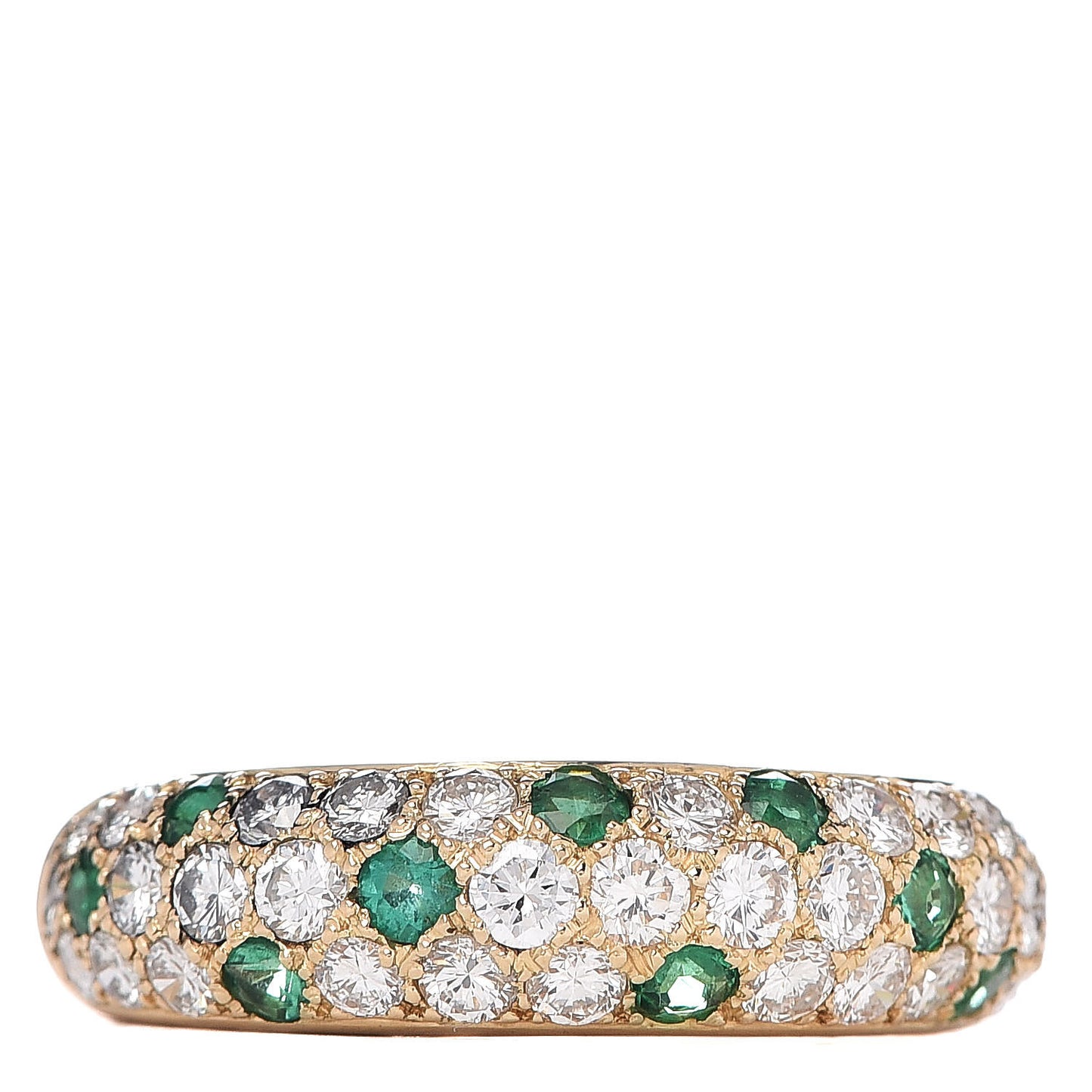 18K Yellow Gold Diamond Emerald 6mm Etincelle De Band Ring 51 5.75