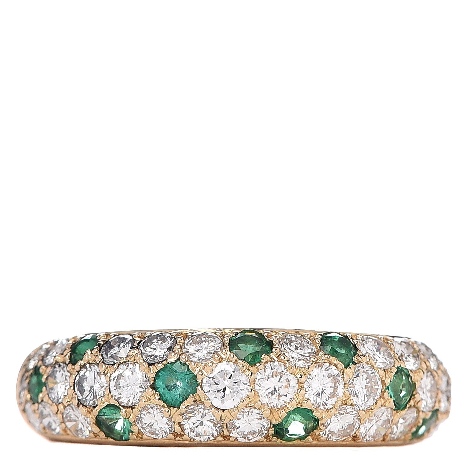 Cartier 18K Yellow Gold Diamond Emerald 6mm Etincelle De Band Ring 51 5.75 1 of 4
