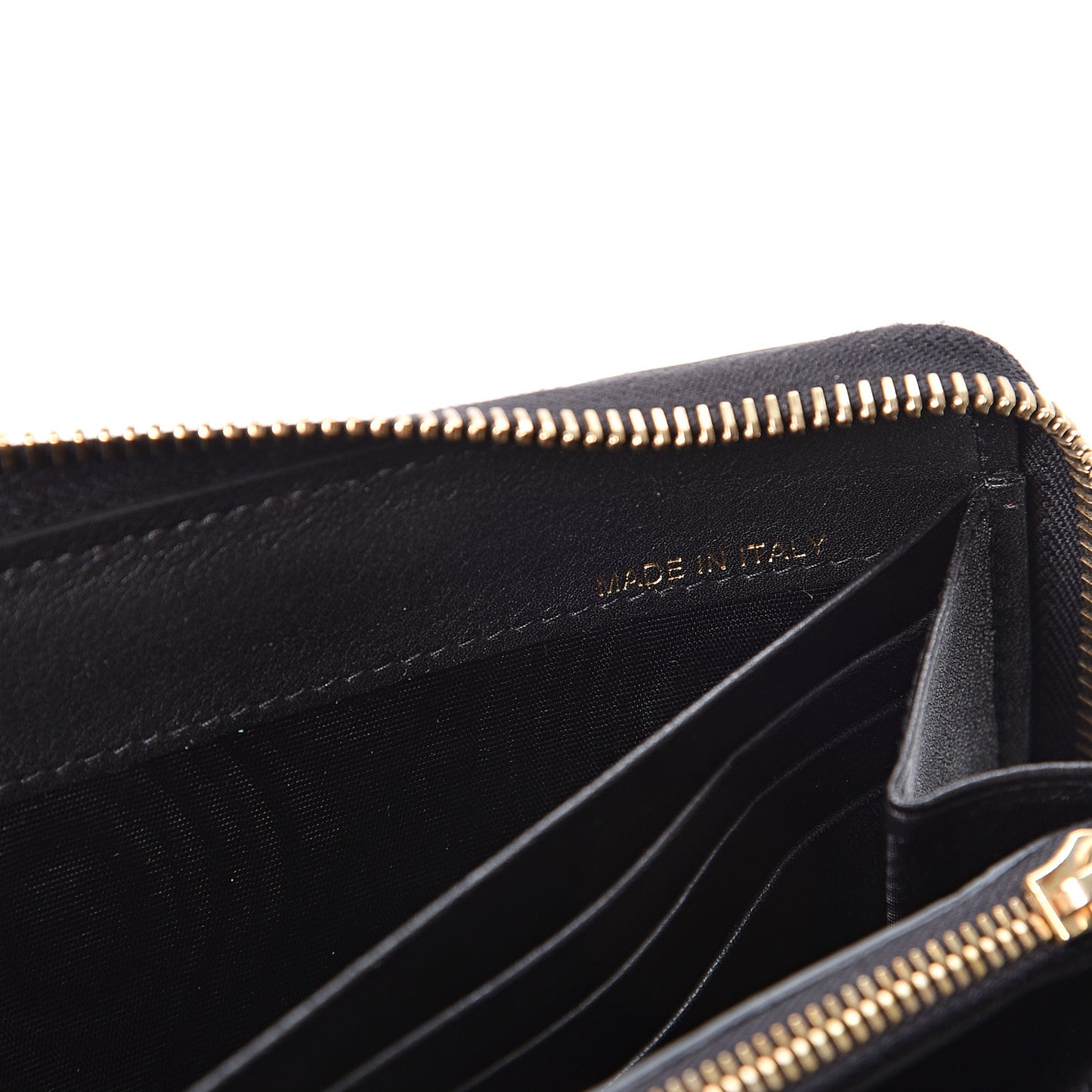 Calfskin Rockstud Zip Around Wallet Black