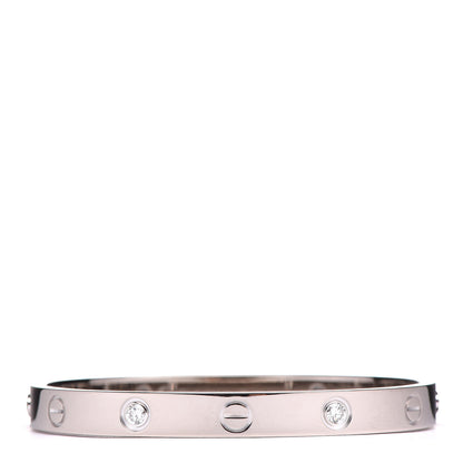 Cartier 18K White Gold 4 Diamond LOVE Bracelet 16 1 of 7