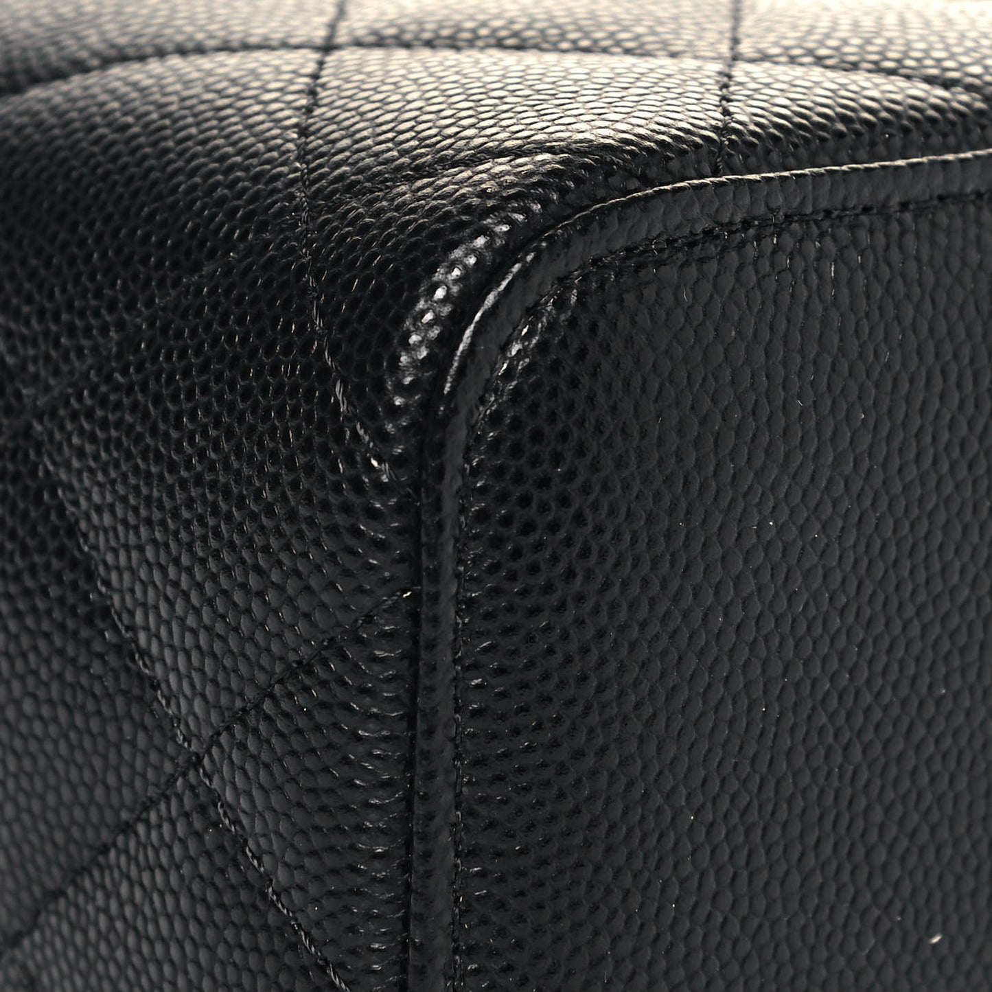 Caviar Quilted Mini Vanity Case With Chain Black