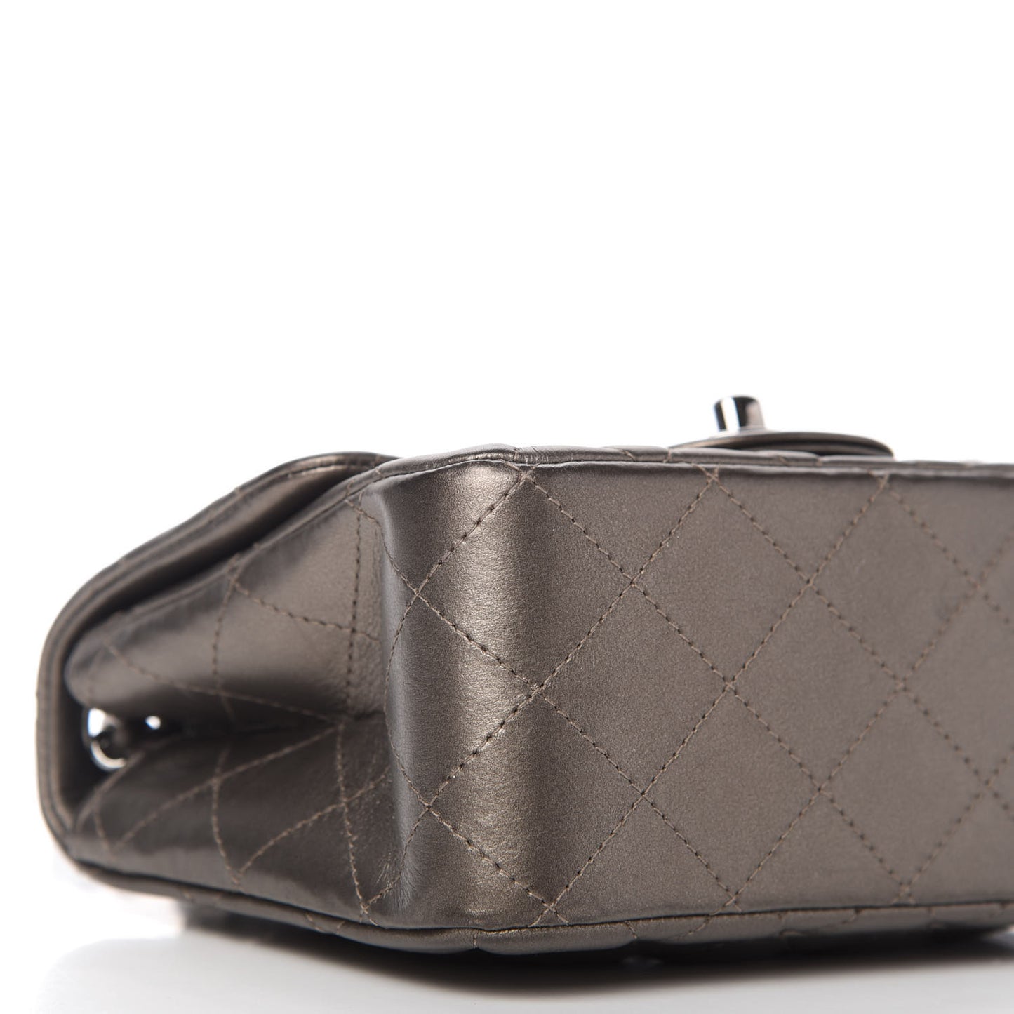 Metallic Calfskin Quilted Mini Square Flap Bronze