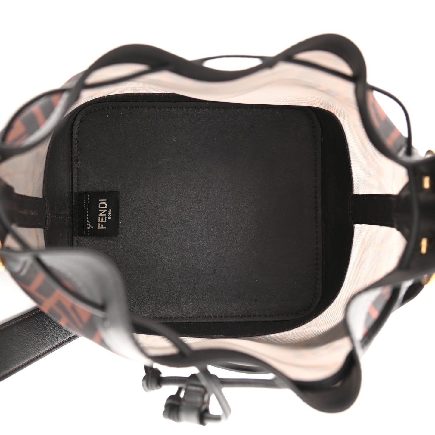Mesh Vitello Grace F is Fendi FF 1974 Grande Mon Tresor Bucket Bag Marrone Black Ebano