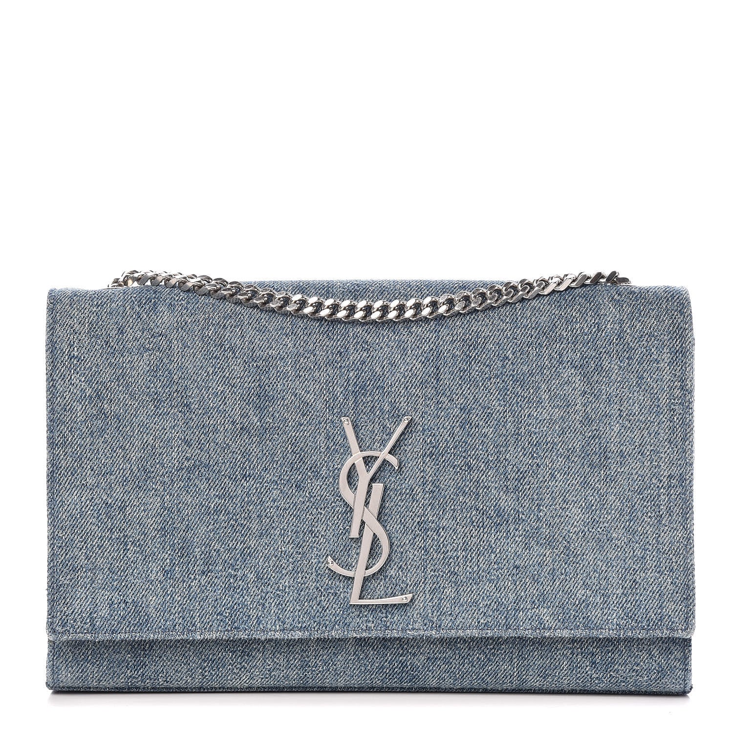 Saint Laurent Denim Medium Classic Monogram Kate Satchel Light Blue 1 of 10