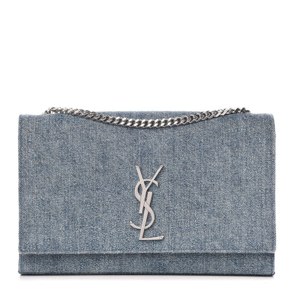 Saint Laurent Denim Medium Classic Monogram Kate Satchel Light Blue 1 of 10