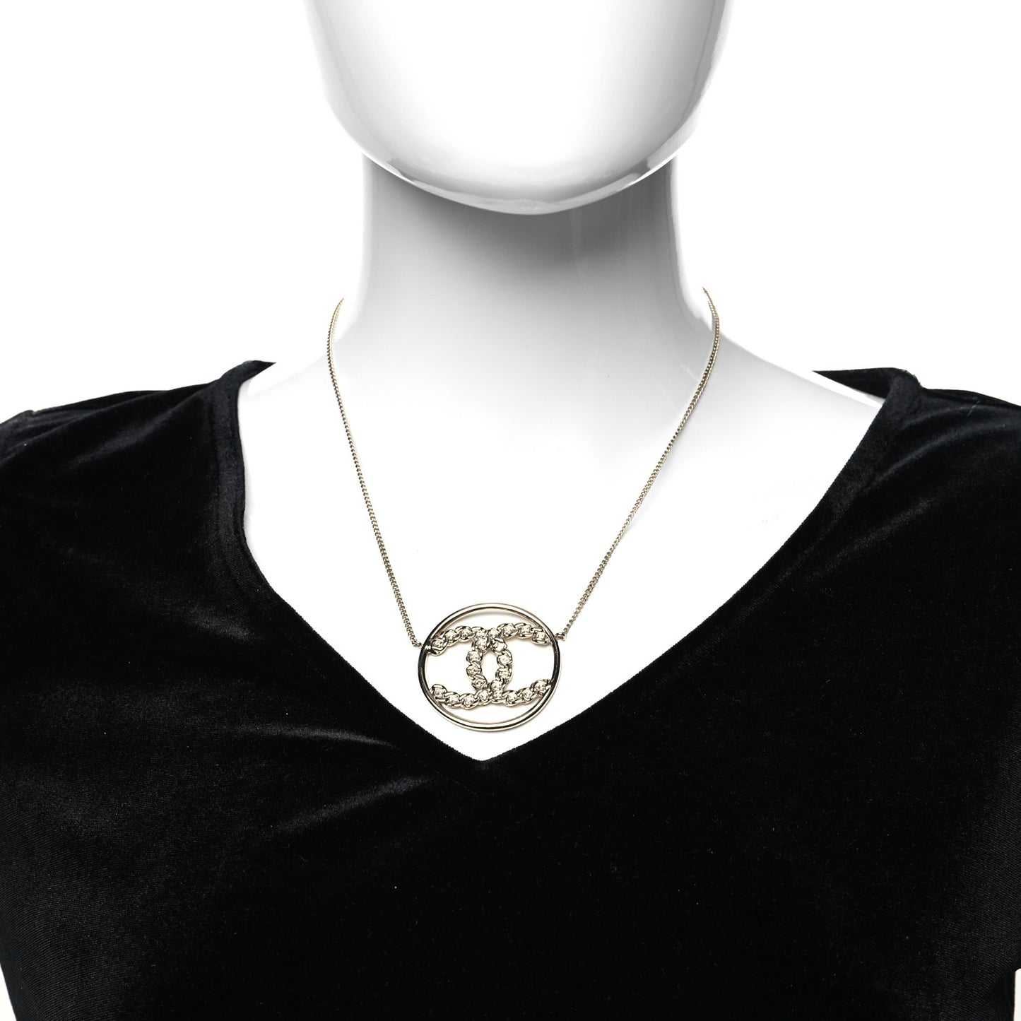Baguette Crystal High Society CC Pendant Necklace Gold