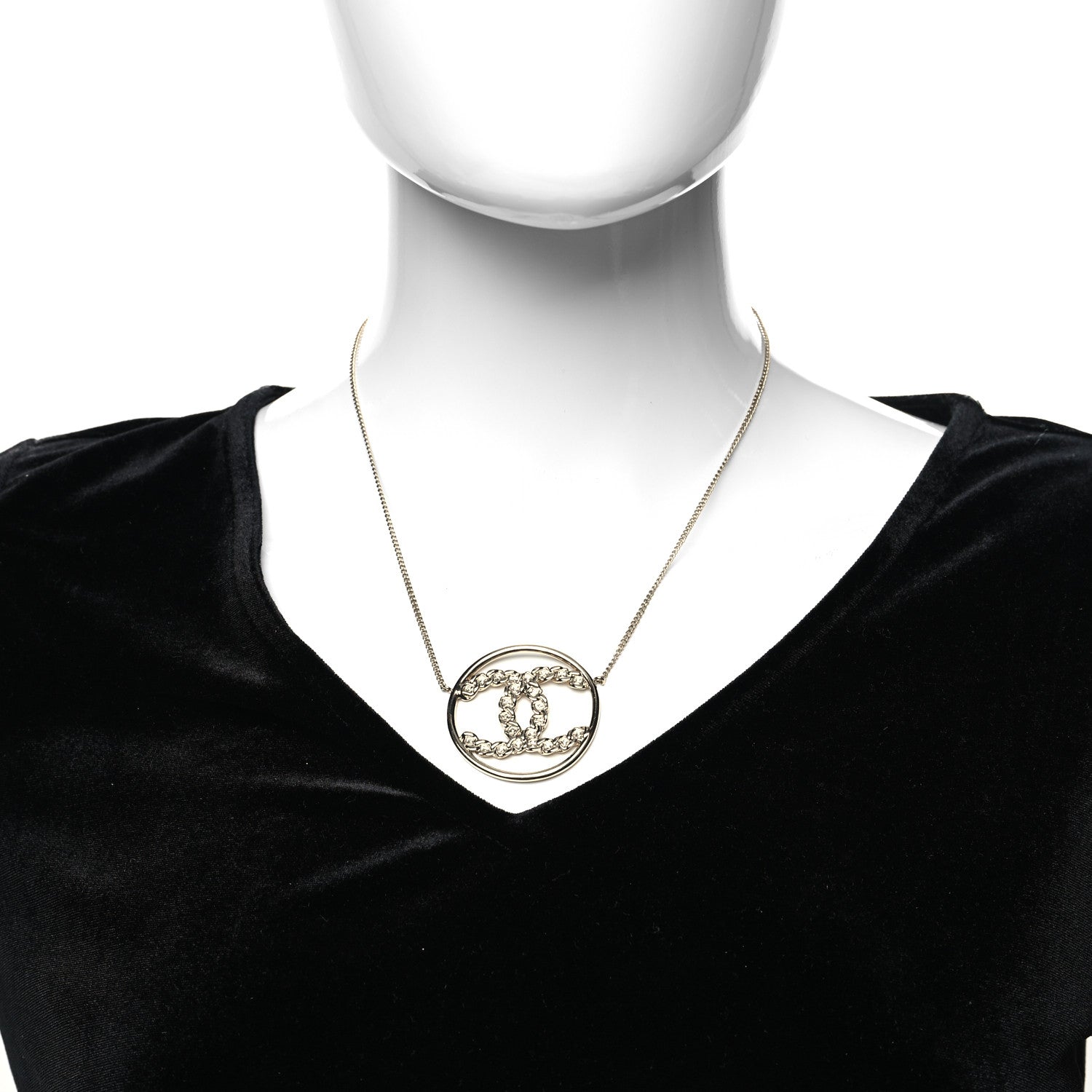 Chanel Baguette Crystal High Society CC Pendant Necklace Gold 2 of 5