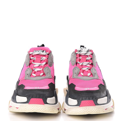 Balenciaga Fabric Mesh Womens Triple S Sneakers 37 Fluo Pink Grey White 2 of 9