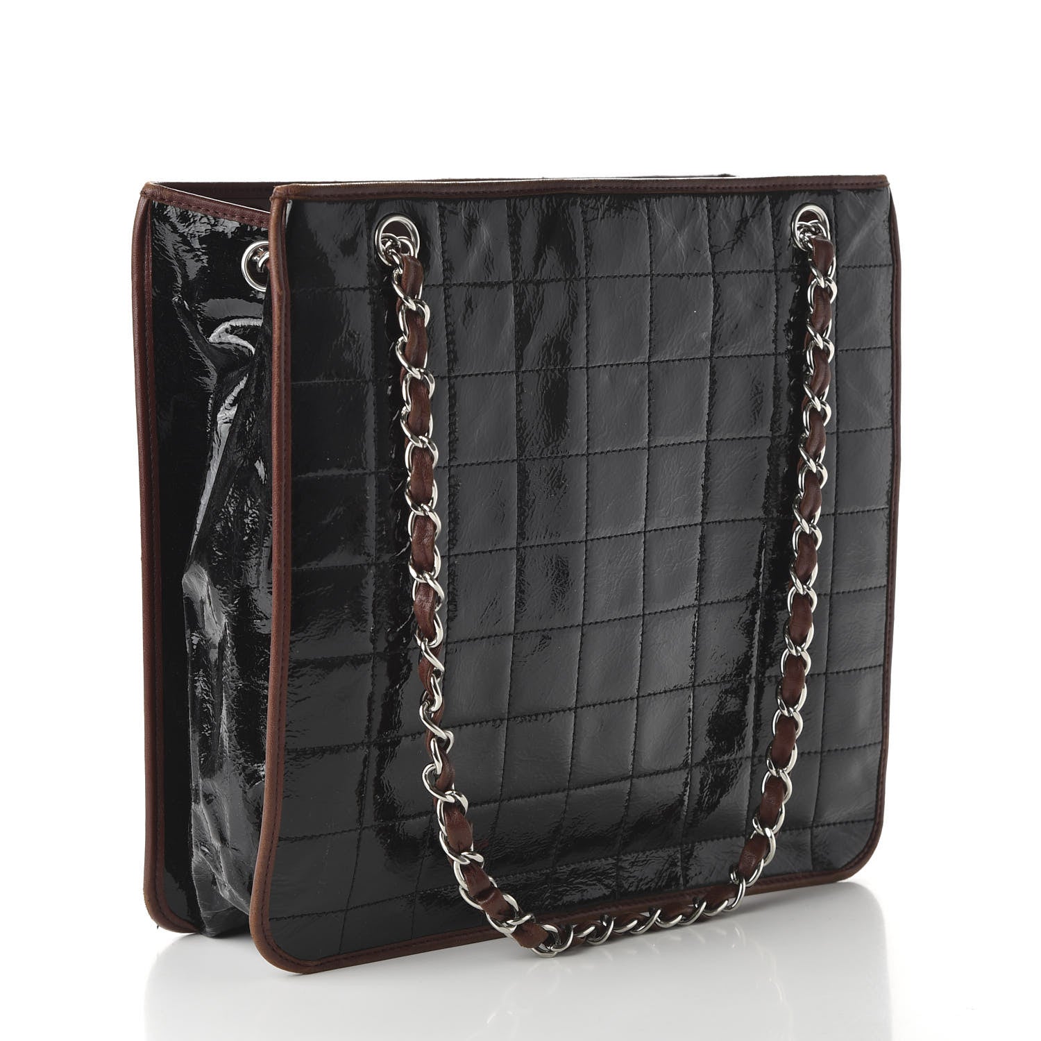 Chanel Patent Chocolate Bar Quilted Tote Black 3 of 10