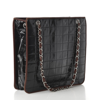 Chanel Patent Chocolate Bar Quilted Tote Black 3 of 10