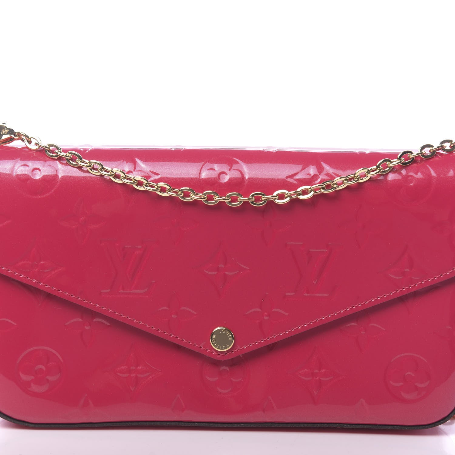 Louis Vuitton Vernis Felicie Pochette Chain Wallet Rose Indien 10 of 11