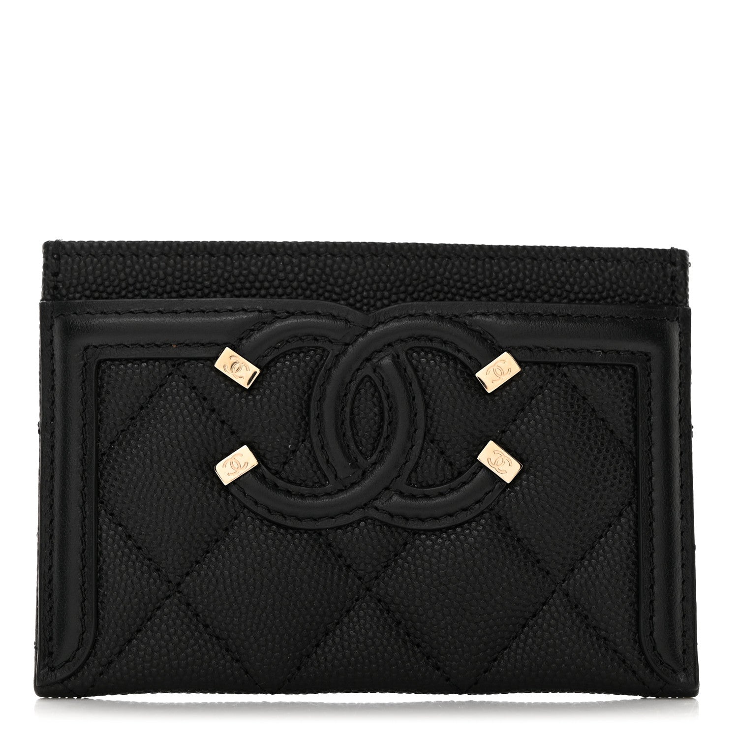 Chanel Caviar Quilted Filigree Card Holder Black 1 of 9