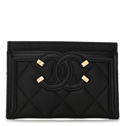 Chanel Caviar Quilted Filigree Card Holder Black 1 of 9