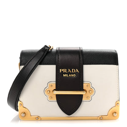Prada City Calf Saffiano Cahier Bag Talco Black 1 of 9