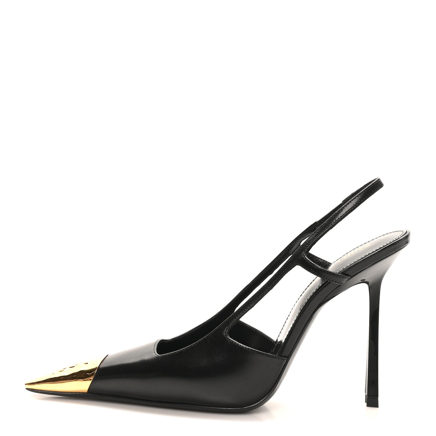 Saint Laurent Smooth Calfskin Jeanne 110 Slingback Pumps 37 Black 1 of 10