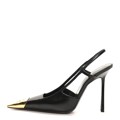 Saint Laurent Smooth Calfskin Jeanne 110 Slingback Pumps 37 Black 1 of 10