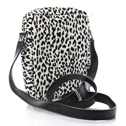 Saint Laurent Canvas Leopard Print Sid Messenger Bag Black White 3 of 8