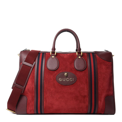 Gucci Suede Daino Textured Dollar Calfskin Web Large Neo Vintage Duffle Bag Romantic Cerise Chardonnay 1 of 9