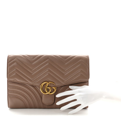 Gucci Calfskin Matelasse GG Marmont Clutch Porcelain Rose 2 of 7