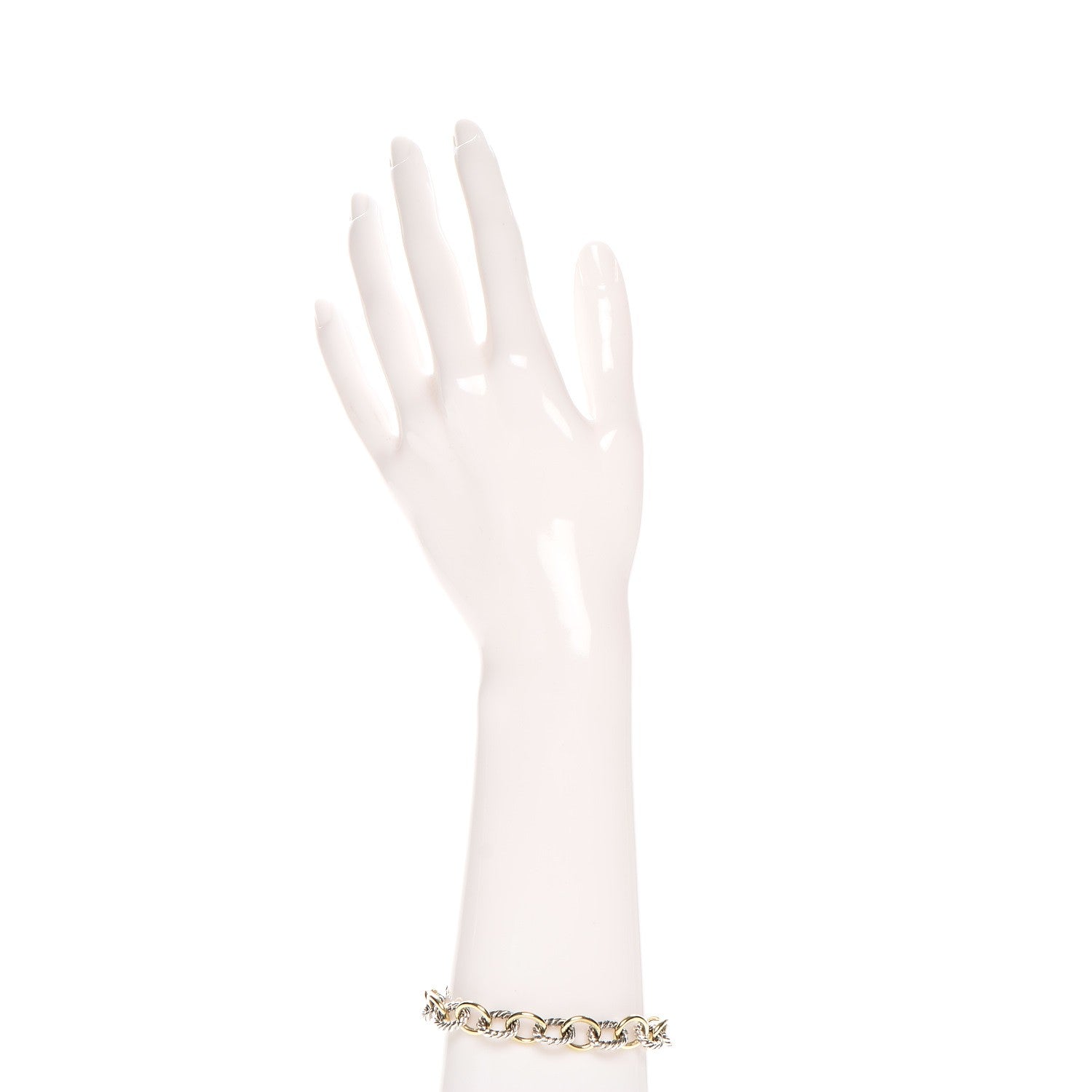 David Yurman Sterling Silver 18K Yellow Gold 10mm Medium Oval Link Bracelet 2 of 6
