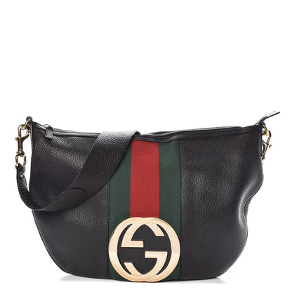 Gucci Pebbled Calfskin Web Blondie Hobo Black 1 of 12