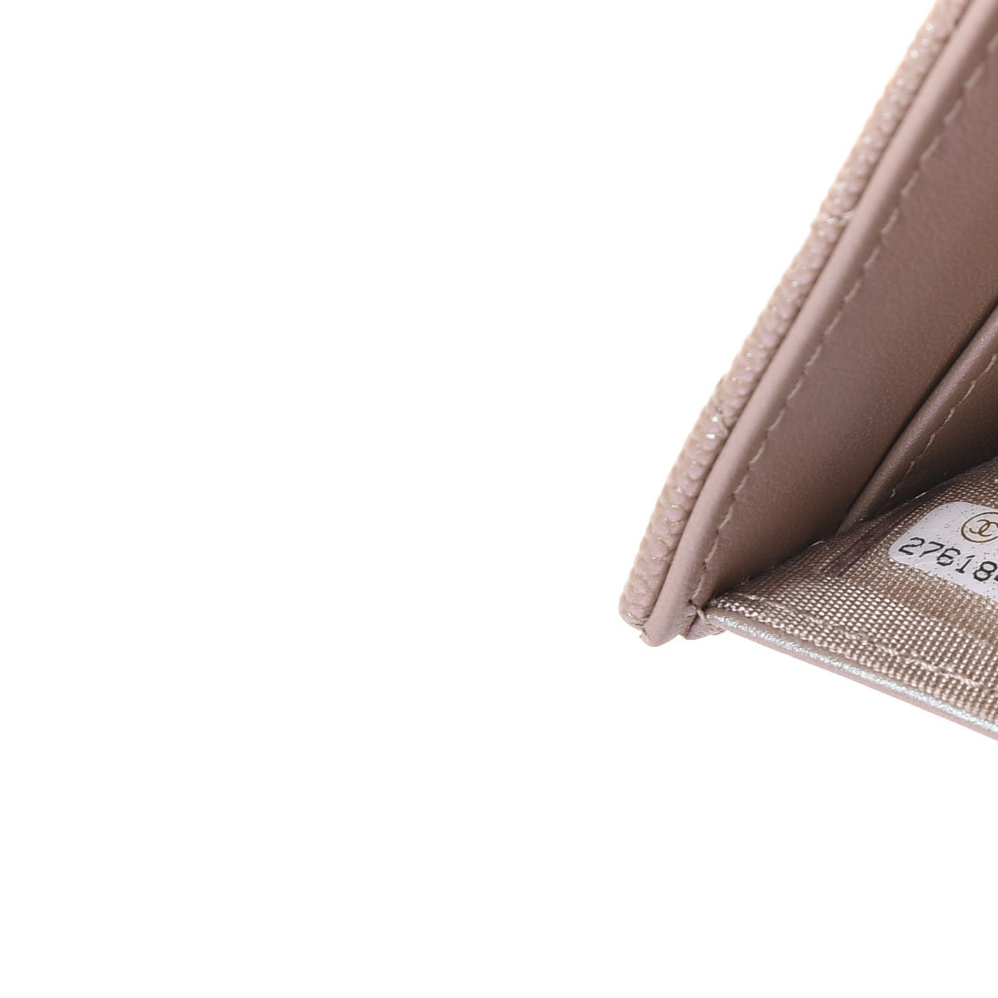 Iridescent Caviar Quilted Small Flap Wallet Beige