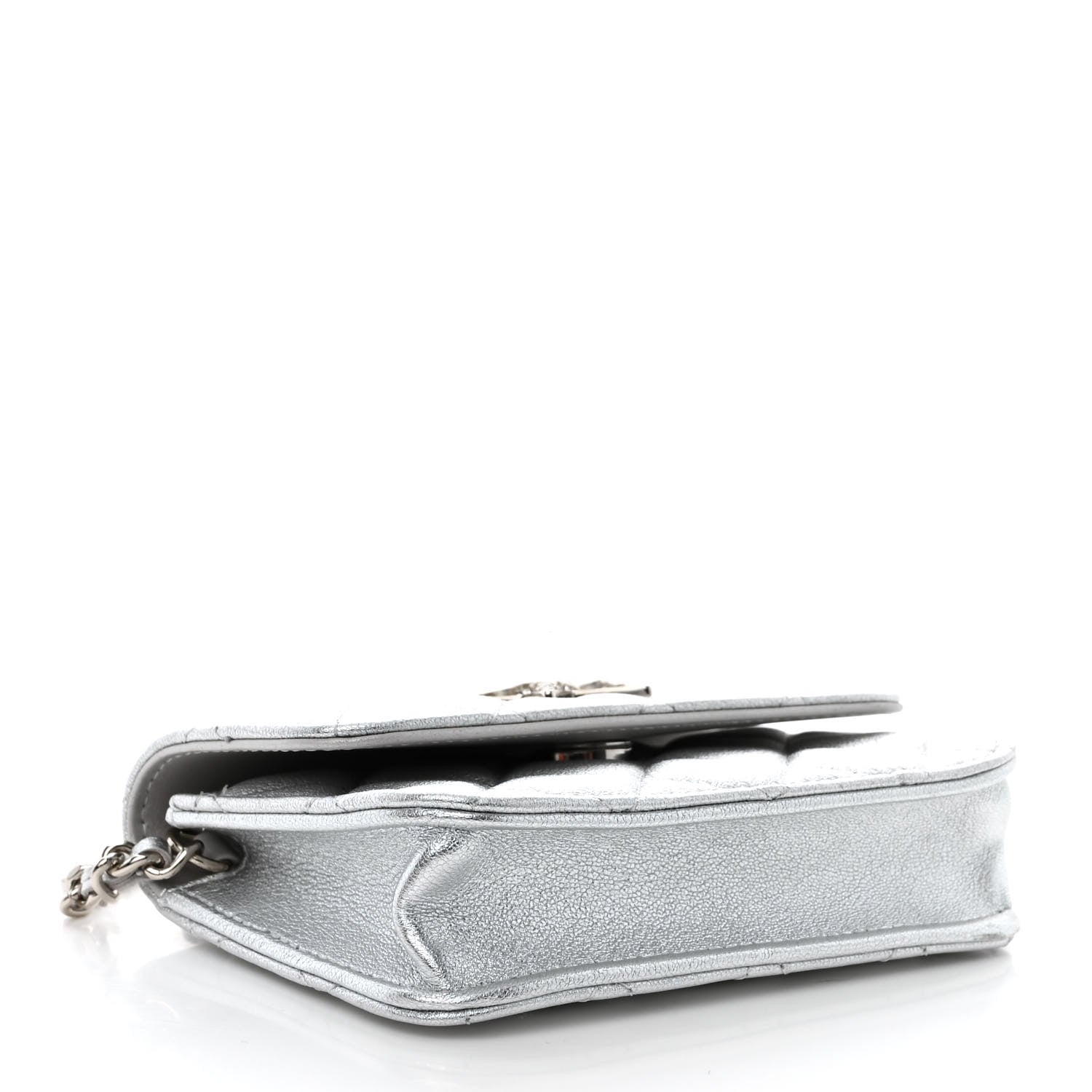 Chanel Metallic Goatskin Quilted Star Flap Waist Belt Bag Silver 4 of 13