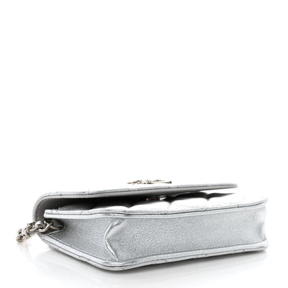 Chanel Metallic Goatskin Quilted Star Flap Waist Belt Bag Silver 4 of 13
