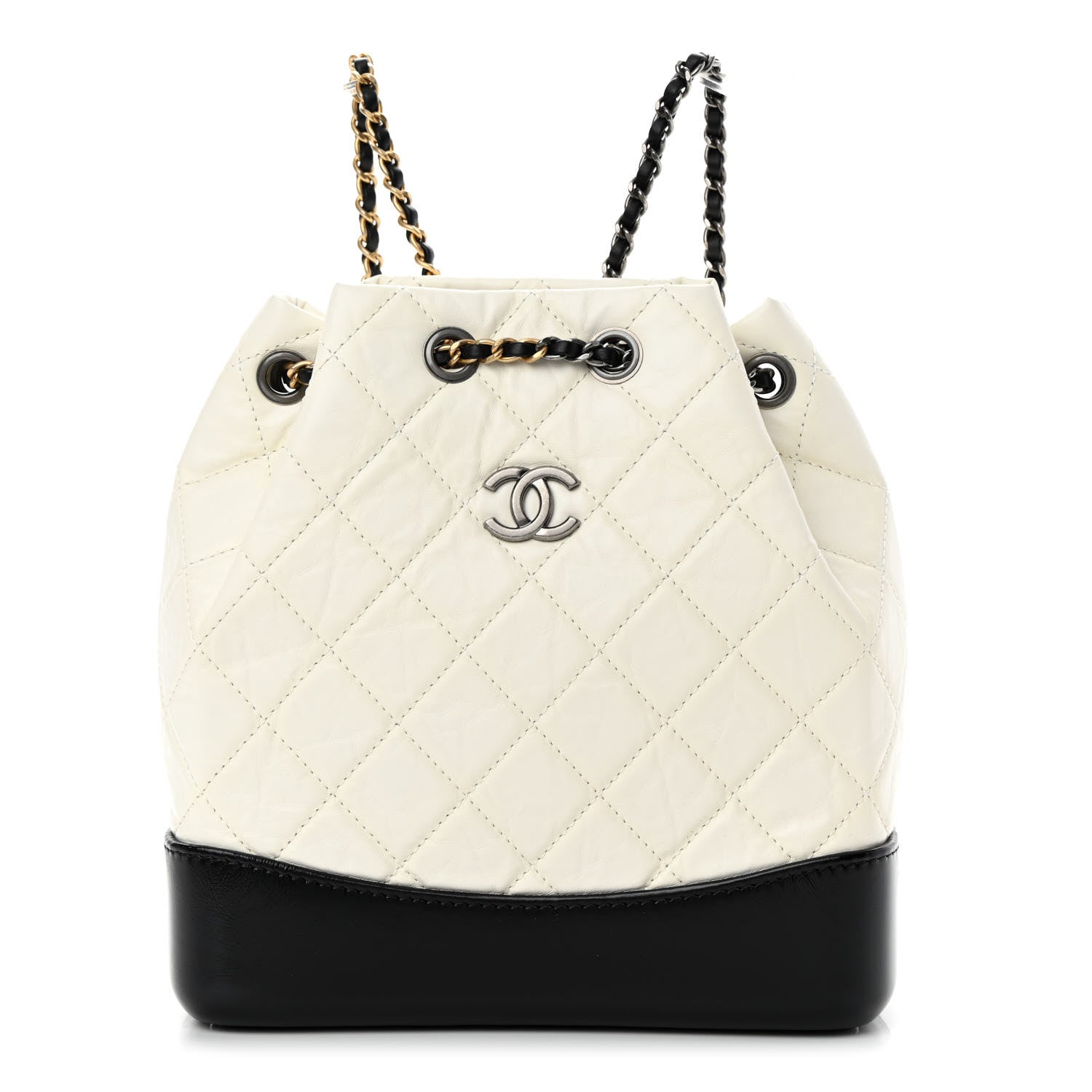Chanel Aged Calfskin Quilted Small Gabrielle Backpack Black White 1 of 13