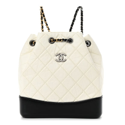 Chanel Aged Calfskin Quilted Small Gabrielle Backpack Black White 1 of 13