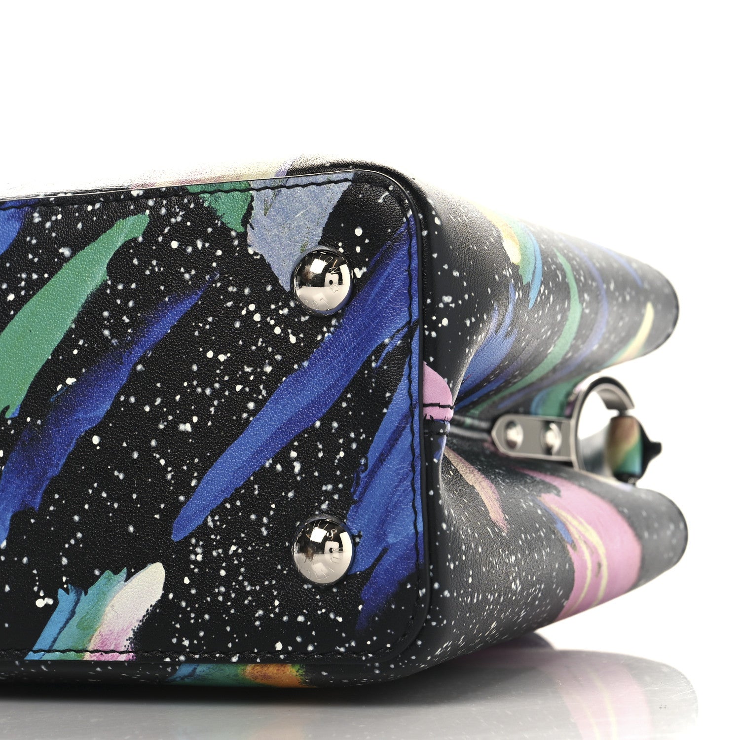 Louis Vuitton Calfskin Splash Print Capucines PM Black 8 of 8