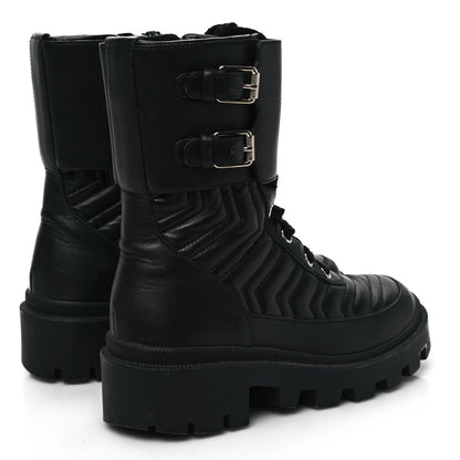 Gucci Nappa Frances GG Matelasse Platform Combat Boots 35.5 Black 4 of 8