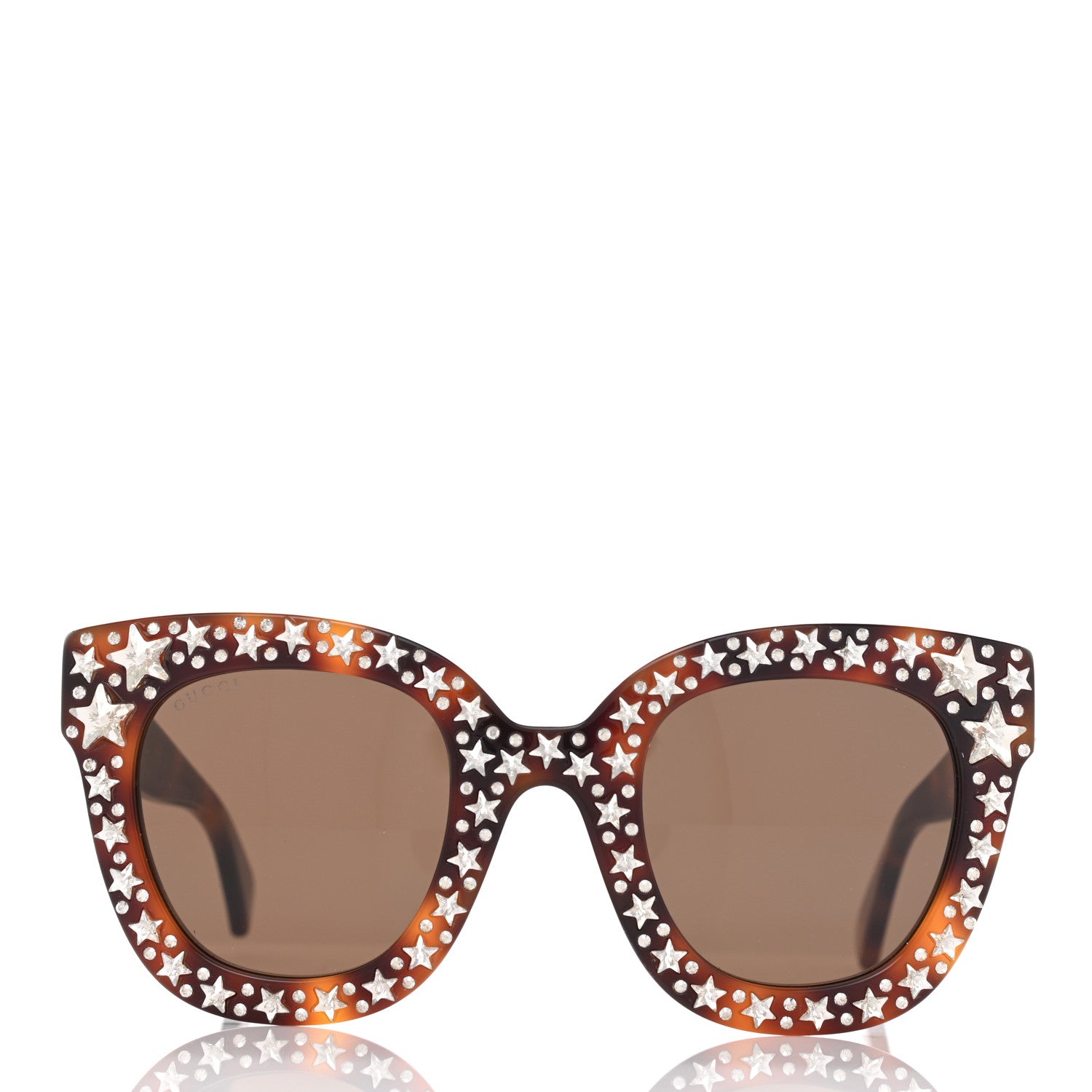 Gucci Acetate Stars Cat Eye Sunglasses GG0116S Havana 2 of 9