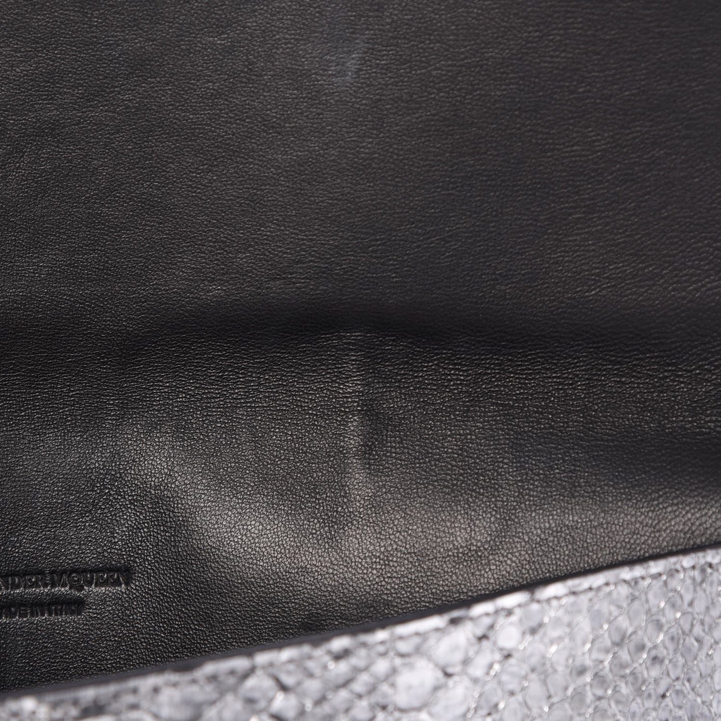 Metallic Python Embossed Skull Envelope Clutch Silver