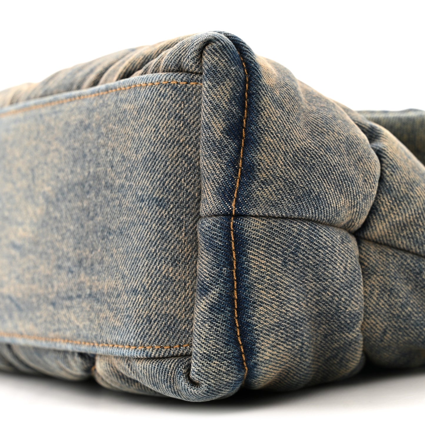 Denim Quilted Small Loulou Puffer Monogram Chain Satchel Blue Cinnamon