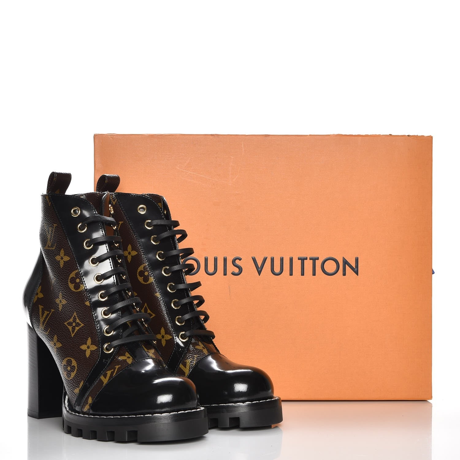 Louis Vuitton Patent Calfskin Monogram Star Trail Ankle Boots 40 Black 7 of 8