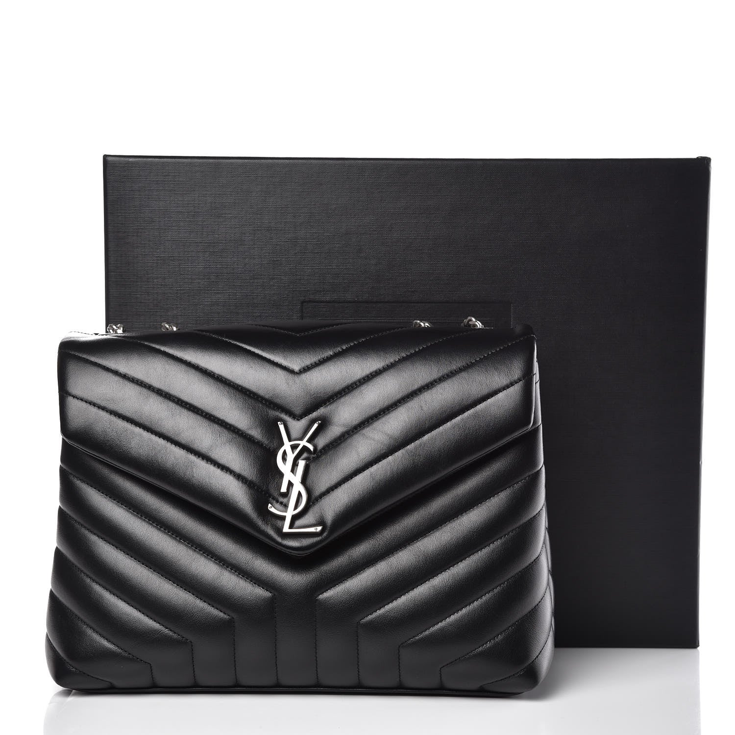 Saint Laurent Calfskin Y Quilted Monogram Medium Loulou Chain Satchel Black 11 of 11