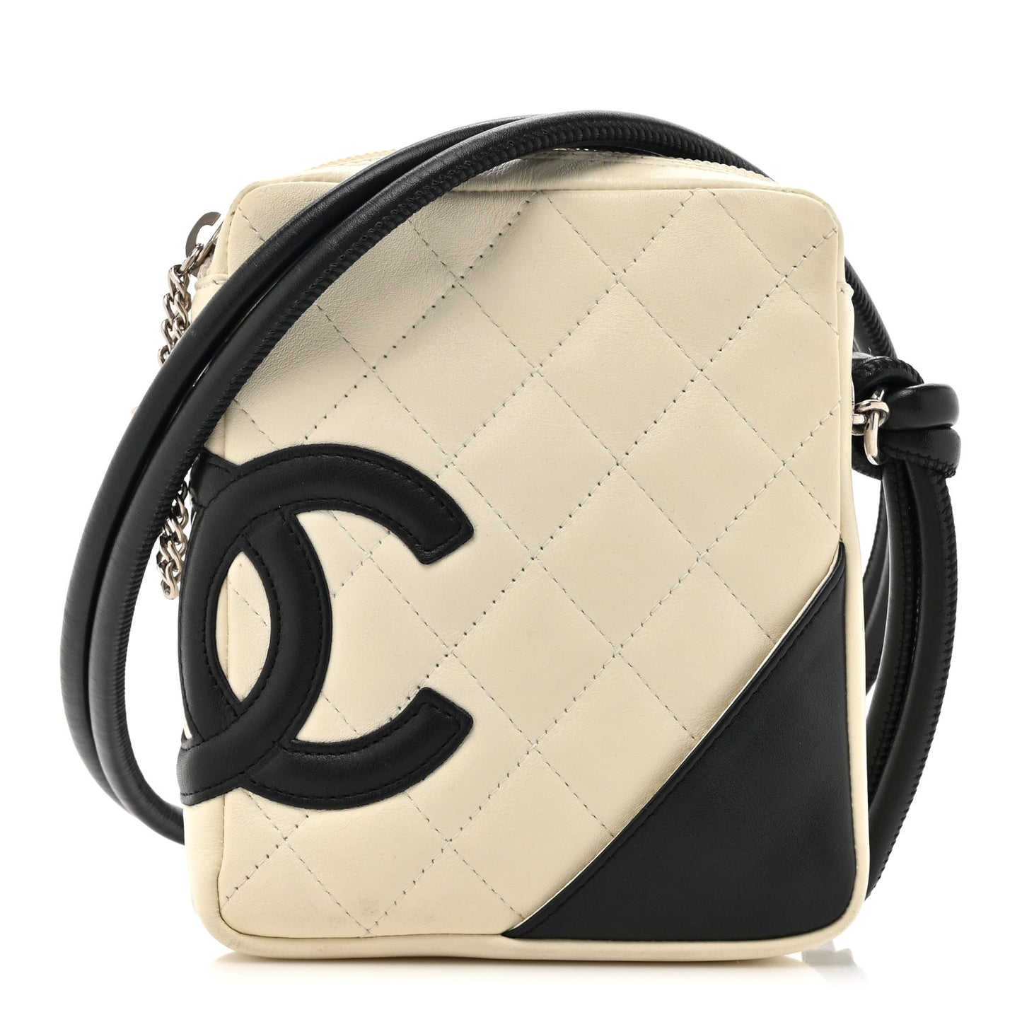 Calfskin Quilted Cambon Small Messenger White Black