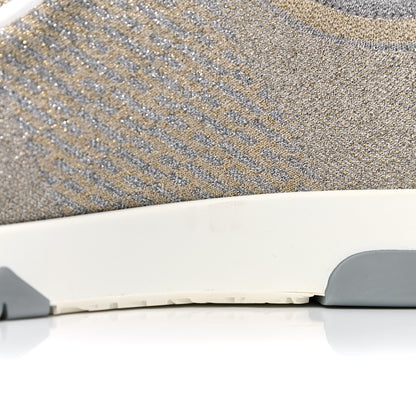 Hermes Metallic Knit Calfskin Suede Goatskin Bi-Color Womens Addict Sneakers 38 Multicolor Gris Argent 10 of 16