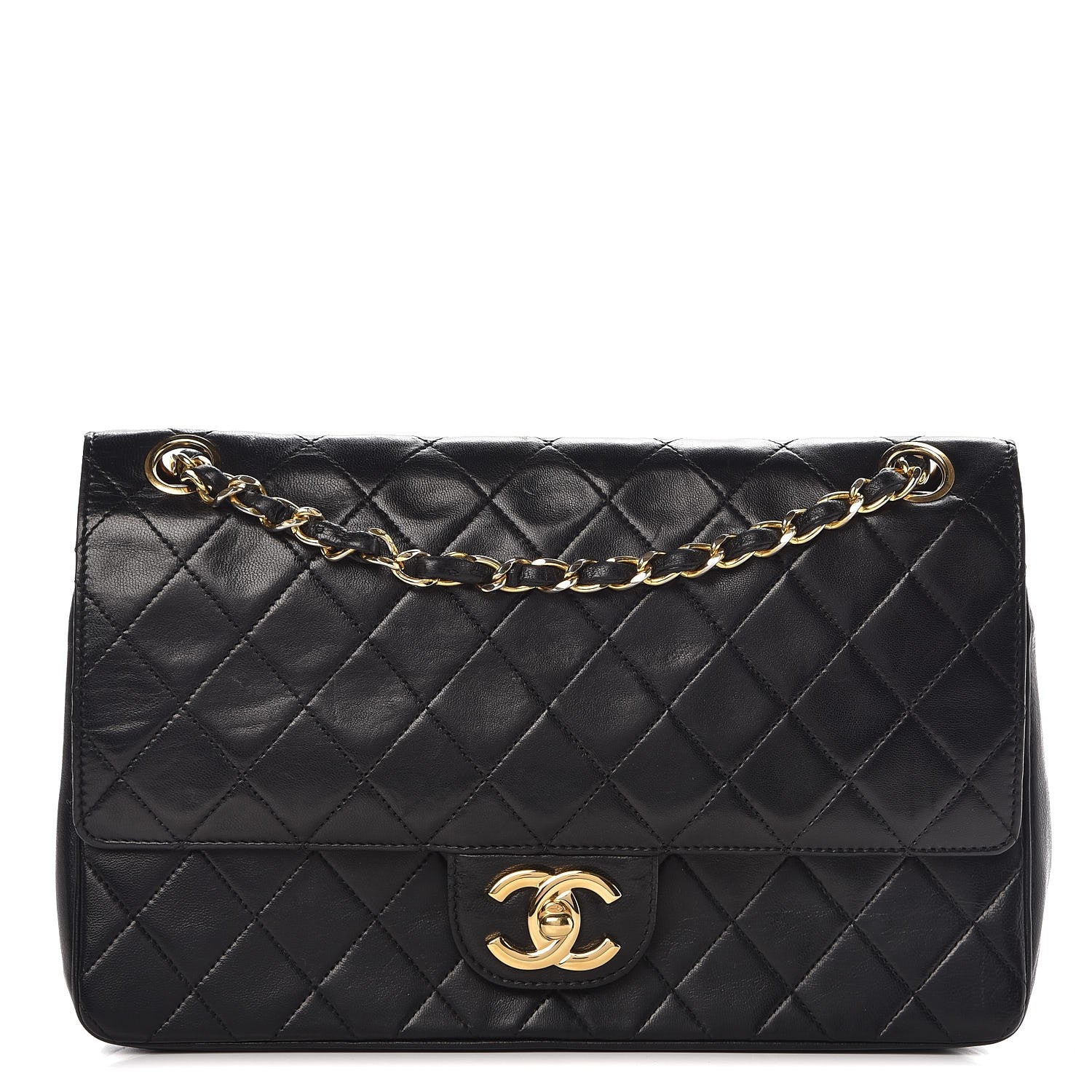 Chanel Lambskin Quilted Medium Double Flap Black 1 of 11