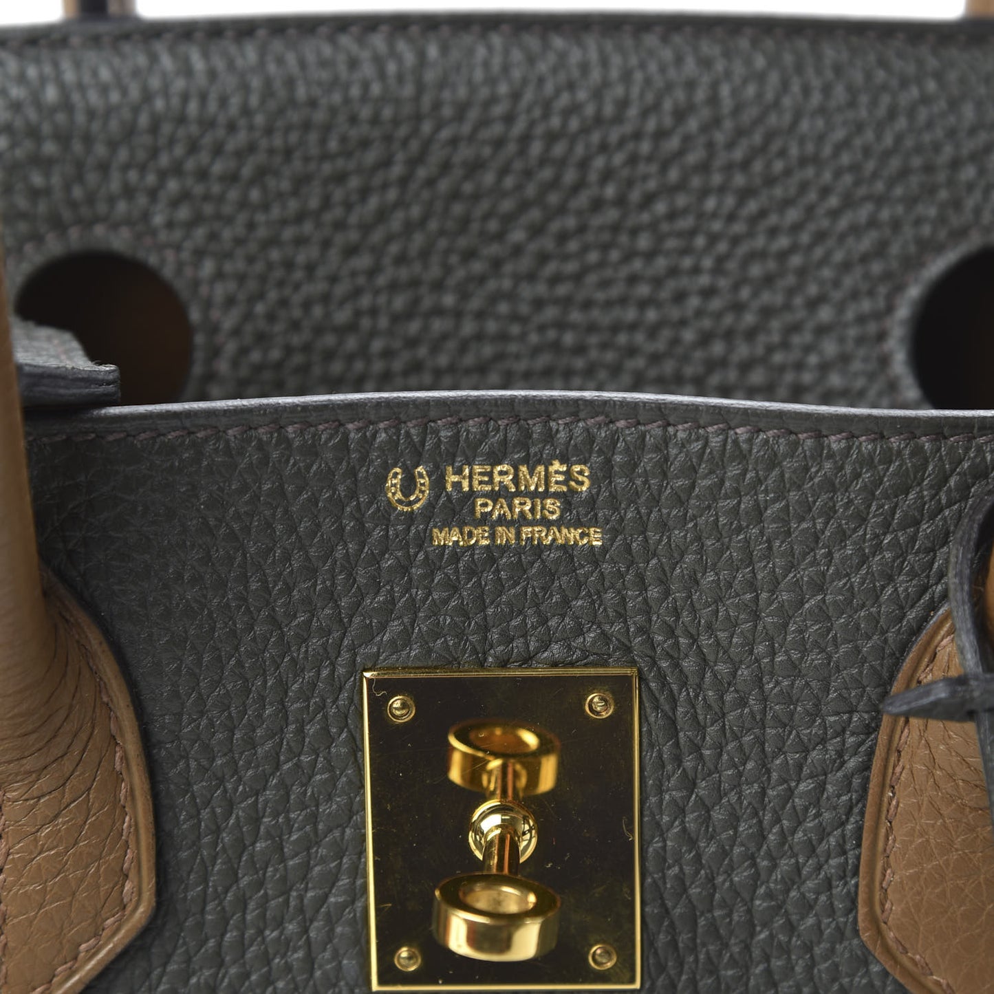 Togo Bi-Color Horseshoe Birkin 30 Vert de Gris Gold