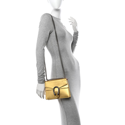 Gucci Metallic Calfskin Crystal Mini Dionysus Shoulder Bag Gold 2 of 11