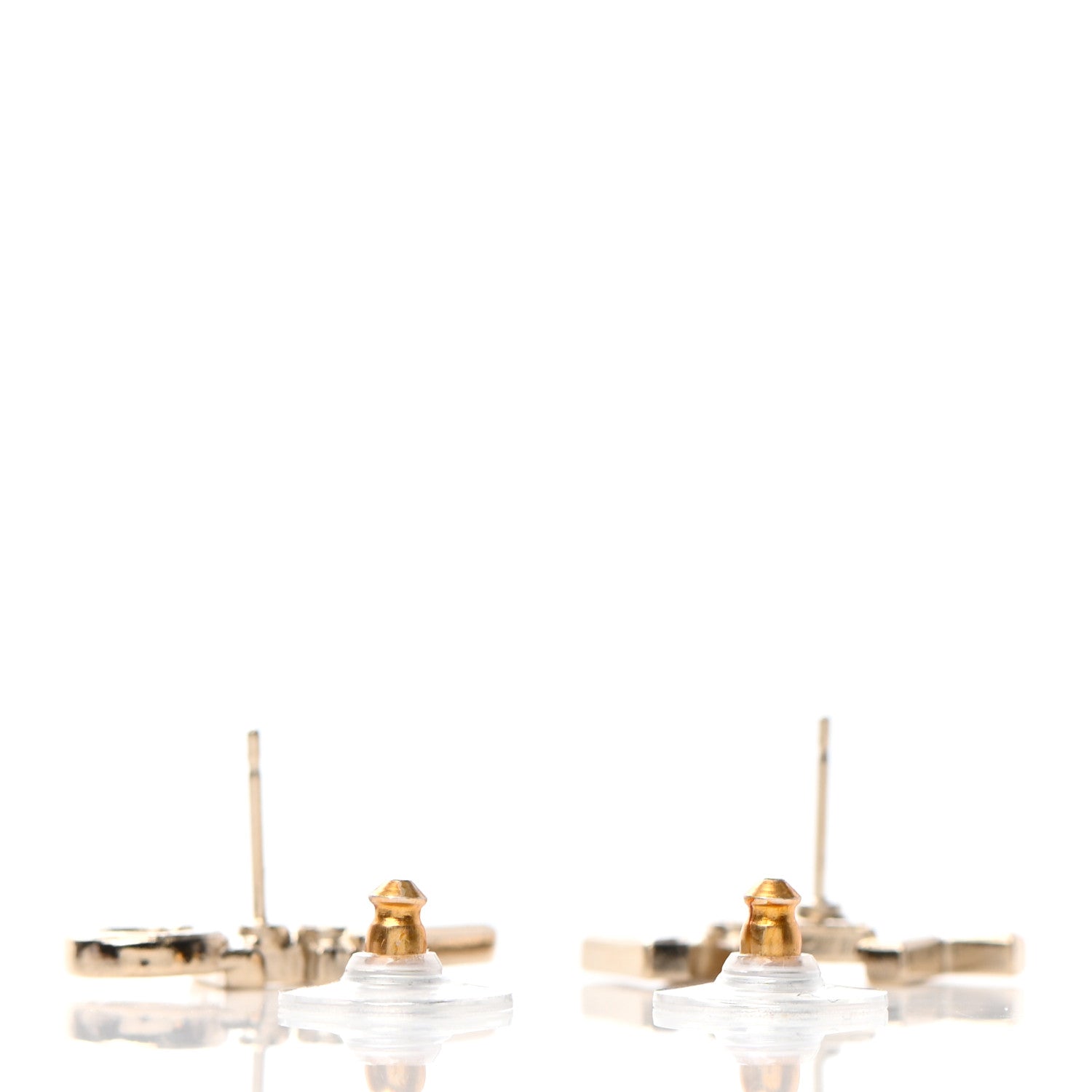 Chanel Crystal Pearl Signature Stud Earrings Gold 3 of 4